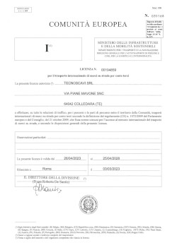 Albo c/terzi - Licenza Comunitaria - Licenza internazionale